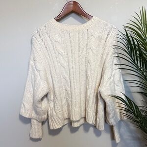 Zara Ivory Cable Knit Sweater